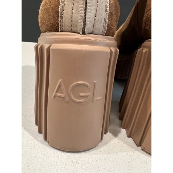 AGL Tan Suede Leather Ankle Boots With Sherpa Interior size 37 - Picture 6 of 8